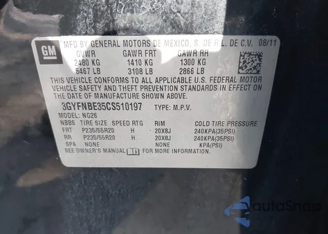 2012 Cadillac Srx Performance Collection z USA, uszkodzony, nr VIN 3GYFNBE35CS510197